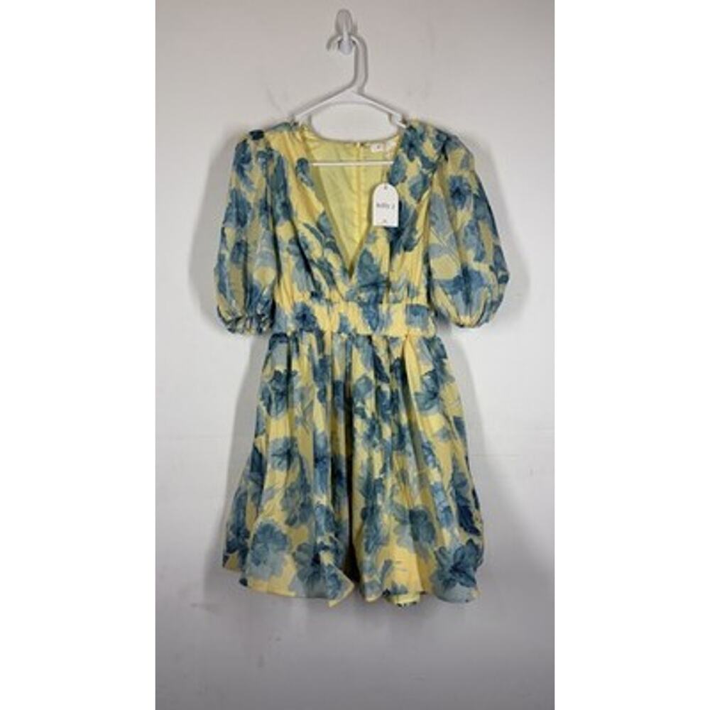 NWT BILLY J Erin Mini Dress in Yellow Blue Floral Size AUS 10 Or US 6 - Picture 2 of 9